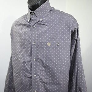 Wrangler George Strait Dress Shirt Gray Long Sleeve Button Up Mens 2XL XXL